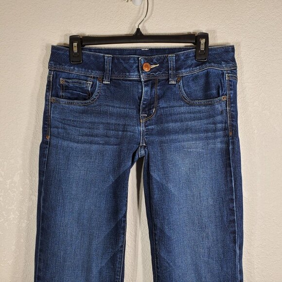 American Eagle Outfitters Womens Slim Boot Jeans Size 8 Long Stretch Blue Denim - Picture 8 of 13